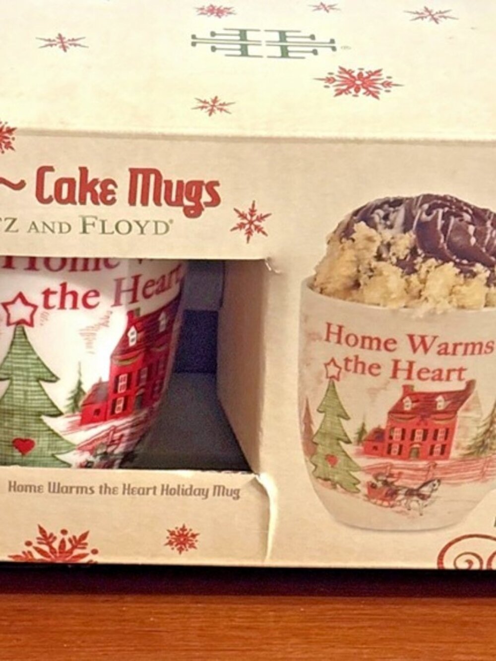 Fitz & Floyd Coffee Cake Mugs Set 2 Home Warms The Heart Holiday Microwave Safe